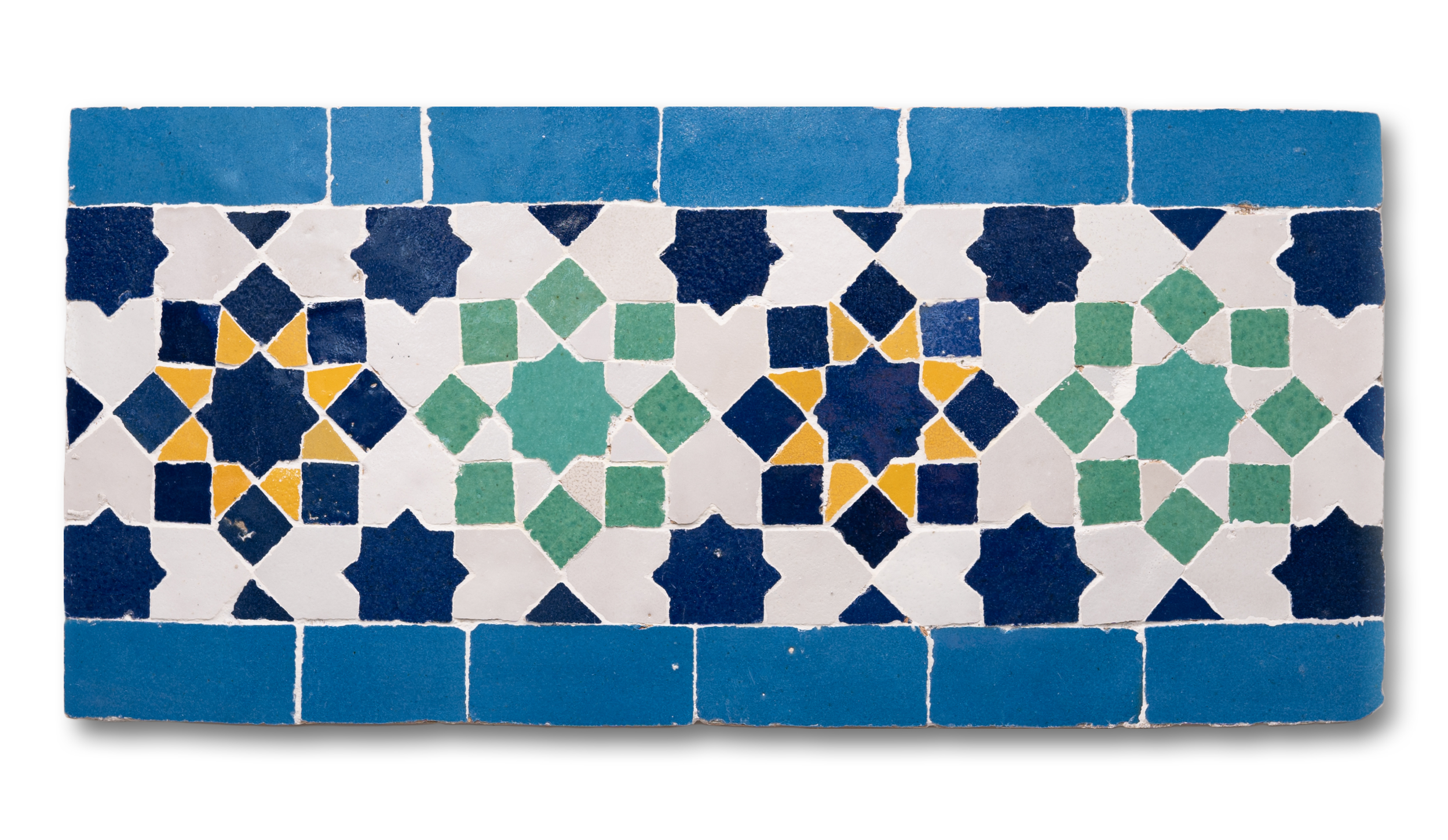 Moroccan Mosaic & Tile House CTP79-01 Mazagan Handmade Cement Tile and White 8x8 Light Blue Gold